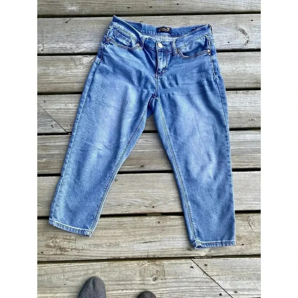 Seven 7 Seven7 Girlfriend Denim Capri Jeans Blue Size 4 EUC Womens